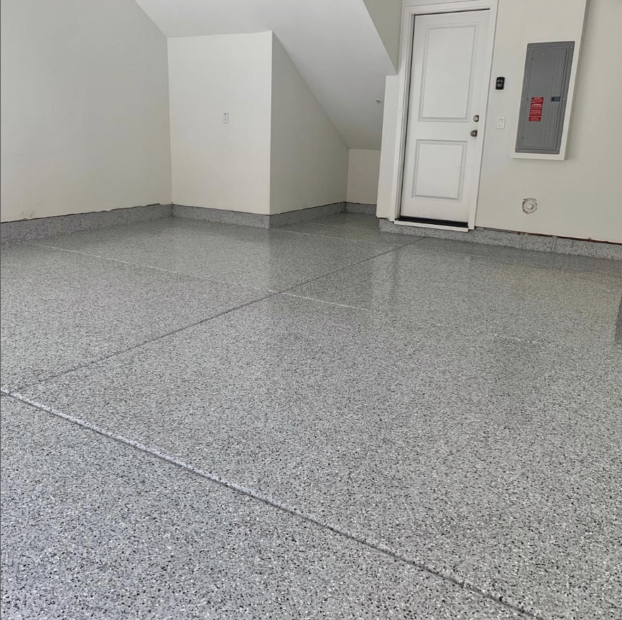 OT Epoxy Floors Whisper Grey + Flake Grey 1