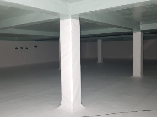 Tanque de agua impermeabilizado con membrana PVC Sikaplan por GSA Ingeniería en Barranquilla